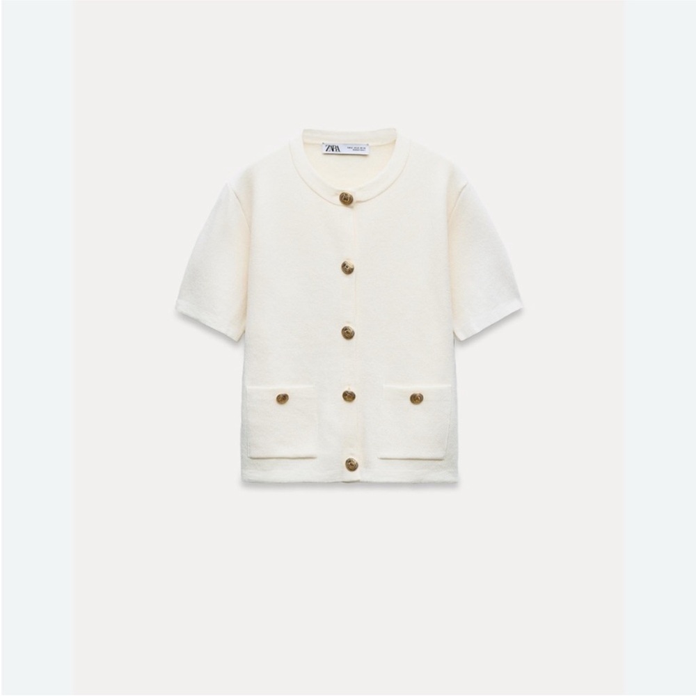 Zara short sleeve Cream Sweater Shirt